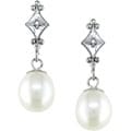 10k White Gold Cultured Freshwater Pearl Drop Earrings
