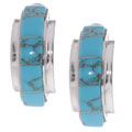 Sterling Silver and Turquoise Inlay Hoop Earrings
