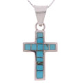 Sterling Silver and Turquoise Inlay Cross Pendant