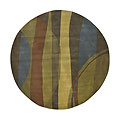 Hand-tufted Metro Green Wool Rug (5'9 Round)