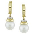 14k Gold Cultured South Sea Pearl/ Diamond Earrings (9-10mm)