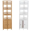 Wicker Two-door Bathroom Corner Shelf