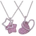 Sterling Silver CZ Twin Heart Love Pendant