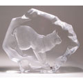 Mats Jonasson Lynx Crystal Art Piece