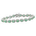 10k White Gold 3/4ct Diamond and Emerald Bracelet
