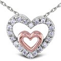 14k Two-tone Gold Heart 1/8ct TDW Diamond Pendant