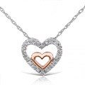 14k Two-tone Gold Heart 1/8ct TDW Diamond Pendant
