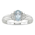 14k White Gold 1/10ct Diamond and Aquamarine Ring