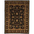 Traditions Wool and Silk Black/ Burgundy Rug (9'6 x 13'6)