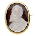 18k Yellow Gold Antique Stone Cameo Pin