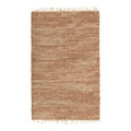 Hand-woven Tan Leather/ Hemp Rug (5' x 8')