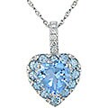 14k White Gold Diamond and Blue Topaz Pendant