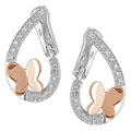 14k Two-tone Gold 1/10ct TDW Diamond Butterfly Earrings