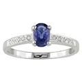 14k White Gold Sapphire and Diamond Accent Ring