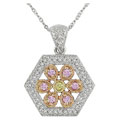 14k Gold 1/8ct TDW Diamond/ Multi-sapphire Pendant