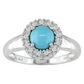 14-kt. White Gold 1/10-ct. Diamond and Turquoise Ring