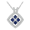 14k White Gold 1/5ct TDW Diamond Sapphire Pendant