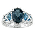 14k Gold .03ct Diamond and Blue Topaz Ring
