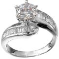 Sterling Silver Solitaire CZ Bypass Ring