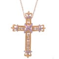 10k Two-tone Gold 1/4ct TDW Diamond Cross Pendant (M, I3)