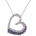 14k White Gold Diamond & Sapphire Open Heart Pendant