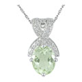 10k Gold Green Amethyst Diamond Accent Necklace
