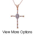 14k Gold and 1/4ct Diamond Cluster Cross Pendant