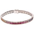 14k White Gold 1 7/8ct Diamond Multi Color Sapphire Tennis Bracelet