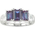 14k White Gold Created Diamond Alexandrite Ring
