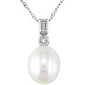 14k Gold Diamond Cultured FW Pearl Pendant