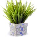 Forever Silk Grass Plant with Mosaic Square Pot
