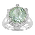14-kt White Gold 1/5-ct Diamond & Green Amethyst Ring