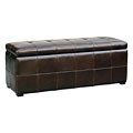 Marcy Espresso Full-leather Storage Bench