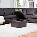 Barcy Bi-cast Leather Espresso Storage Cube Ottoman