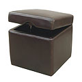 Jarcy Full By-cast Leather Espresso Storage Cube Ottoman