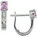 14-kt. White Gold 1/10 Ct. Diamond Pink Sapphire Earrings