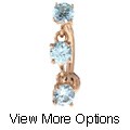 14k Gold Crystal Reverse Dangle Curved Barbell