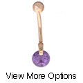 14k Gold Floating Crystal CZ Barbell Belly Ring