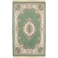 Hand-knotted Green Aubusson Wool Runner (2'6 x 8')