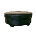 Howard Black Bi-cast Leather Large Round Ottoman