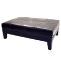Jonathon Black Leather Bench Ottoman