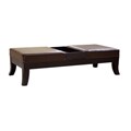 Robert Dark Brown By-cast Leather 2-seat Bench Ottoman