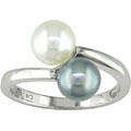 14-kt. White Gold Black and White Freshwater Pearl Ring (6-6.5mm)