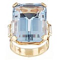 14k Yellow Gold Deco Style Aquamarine Ring