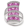 Sterling Silver Pink Sapphire Bold Four-row Ring