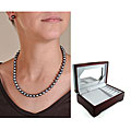 14k Gold Cultured Black Pearl Necklace/ Earring Set (8-9 mm/ 18 in)