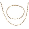 10k Gold Diamond-cut Figaro Chain & Bracelet Set