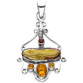 Sterling Silver Citrine, Garnet, and Pearl Pendant (India)