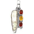 Sterling Silver Garnet, Pearl, and Citrine Pendant (India)