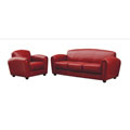Red Bi-cast Leather Two Chairs and Sofa Set